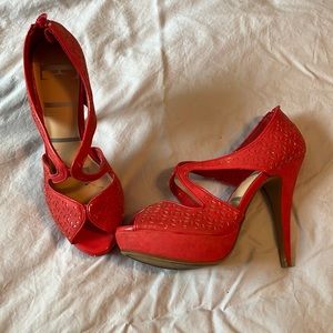 Elle high heels, coral, lightly used size 7